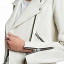 All Saints Leather Biker Balfern Belted Hem Zip Up Long Sleeve Jacket Ivory 10 Photo 6