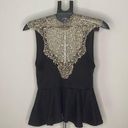 Arden B Unique black and gold blouse with beautiful details open back with bow. Medium Photo 0