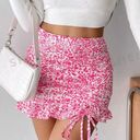 SheIn Pink Floral Print Ruched Skirt Photo 0