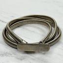 The Bar Vintage Buckle Silver Tone Coil Stretch Cinch Belt Size Small S Made in USA Photo 0