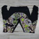 Gottex Black & green print low rise ruched athletic yoga leggings Photo 3