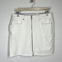 Good American  White Denim Mini Skirt 12/ 31 Exposed Full Zip Frayed Photo 0