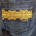 Bebe  Premium Denim Gold Rhinestone Jeans Photo 4