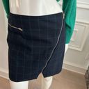 Romeo + Juliet Couture Navy Green Window Pane Short Tailored Skirt with Zippers Photo 7