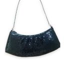 Vintage Cache Sequins Mini Bag Black Curved Baguette Evening Chain Drop Handle Photo 1