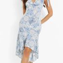 Boohoo Blue & White Patterned Midi Dress Photo 3