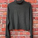 Lush Clothing Gray Heathered Lush High Neck Ribbed Rolled Sleeve Sweater Photo 1