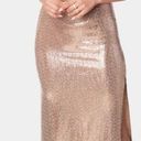 Bebe  NWT COWL NECK SHIMMER MAXI DRESS in Rose gold size medium Photo 1