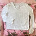 Brandy Melville white cream v neck long sleeve sweater top Photo 0