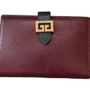 Givenchy Vintage 80s  Red Gray Leather Compact Small Wallet Photo 0