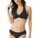 Kate Spade  Knotted Palm Beach Halter Bikini Set Swimsuit Size Small Navy Blue‎ Photo 0