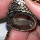 Silver and Marcasite Chunky Band Ring with Rhinestone Heart Photo 5