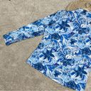 Gottex  Tops 1/4 Zip Longsleeve Floral Printed Blue High-Neck Golf Size L Photo 8