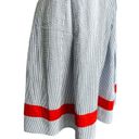 Jessica Simpson  Blue White Seersucker Stripe Dress Orange Trim Pockets SIze 4 Photo 1