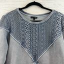 Rxb Blue Boho Crochet Front Crew Neck Sweatshirt Size L Size M Photo 2