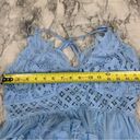 Embroidery Floral Mesh Overlay Lace detail Maxi Dress Blue size Medium Photo 5