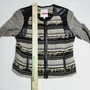 Tracy Reese  womens linen faux leather bohemian moto jacket size P Photo 8