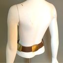 Donna Karan  belt small leather chunky metal hardware western brown metallic Photo 11