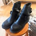 ALL SAINTS Black Leather Nubuck Moto Buckle Boots Women’s Size 37 Photo 1