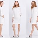 Vince Snakeskin White Textured Sheath Dress 3/4 Length Sleeves Mod Retro size 12 Photo 2