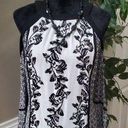 Inc international  Concepts White Floral Cold Shoulder Long Sleeve Top Blouse M Photo 0