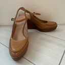 Cole Haan Platform Wedge Slingback Shoes Sandals Tan Camel Leather Sz 7.5 Photo 1