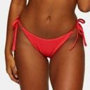 Topshop  Red Crinkle High Rise Tie Bikini Bottoms Photo 0