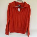 DKNY  Jeans Cable Sweater Knit V-Neck Long-Sleeve XLARGE Orange Tangerine Photo 2