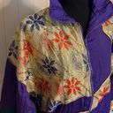 VINTAGE Katana Metallic Gold Purple Floral Jacket 80s Size Medium Windbreaker Photo 2