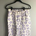 SheIn Purple Floral White Denim High Waisted Pants Size L Photo 2