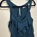 Rebecca Taylor  Textured Green Silk Ruffle Braided Trim Mini Dress Photo 3