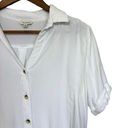 Sim & Sam  Cropped Button Up Blouse Womens XL White Rayon Minimalist Neutral Boho Photo 4