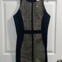 Esley NWT  Black Fitted SILVER metallic Print Bodycon Party Event Dress Photo 0