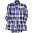 Miley Cyrus Blue, Black, Red, White Plaid Button Adj Sleeve Shirt w Tie In Back Women L Photo 1