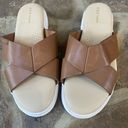 Cole Haan  size 7 leather slip on platform slide sandals tan brown white new Photo 2