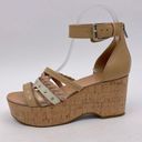 Frye  Leather/Cork Wedge Sandals Color Tan/ Brown SZ 6. NWOT Photo 3