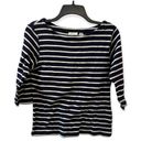 L.L.Bean  Women's Shirt Blue White Striped 3/4 Sleeve Cotton Soft Photo 1