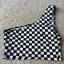 SheIn Black / White Checkered Crop Top Photo 1