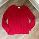 st. john's bay St. John’s Bay Cable Knit Sweater Red V-neck Cotton Blend Women’s Size XL Photo 4