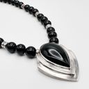 Onyx Vintage Black  Sterling Silver Statement Necklace Beaded Western Bohemian Photo 1