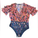 ZARA  Ruffle Floral Print Bodysuit  Small Photo 4