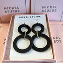 Nickel & Suede Women’s Black Sloane Circle Dangle Leather Earrings New in Box Photo 6