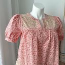 Tuckernuck  Hyacinth House Pink Red White Floral Short Puff Sleeve Mini Dress S Photo 1