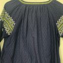 Solitaire  womens large eyelet blue embroidered long sleeve shirt johnny floral Photo 9