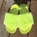 PacSun Neon Green Furry Slides Photo 1