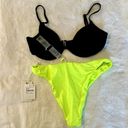 Good American NWT  Bikini with Black Top and Electric Lime Bottom - Size 2(Medium Photo 6