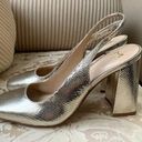 Marc Fisher NEW  Onna Square Toe Block Heel Pumps in Gold Photo 0