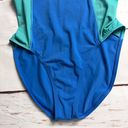 Nike  Women's Athletic One Piece Swimsuit Blue and Green Cut Out Back Sz L Photo 4