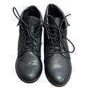 London Fog  Clora Black Faux Leather Foldover Lace Up Ankle Boots Size 7 NWOB Photo 2