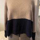 Stitch Fix Soft color block cropped, beige, navy, dark yellow chunky sweater  Photo 2